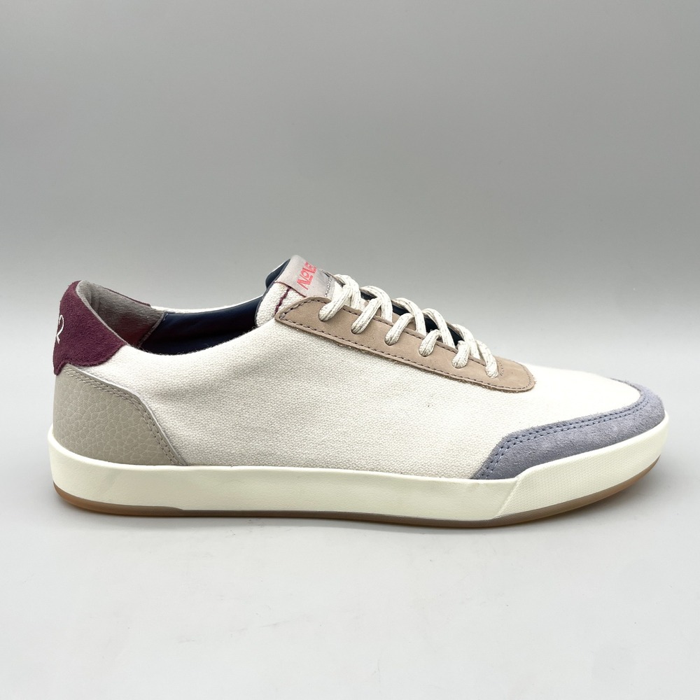 Novella Mens 9 Sneakers Cream Canvas Suede Color Block Modern Casual Streetwear
